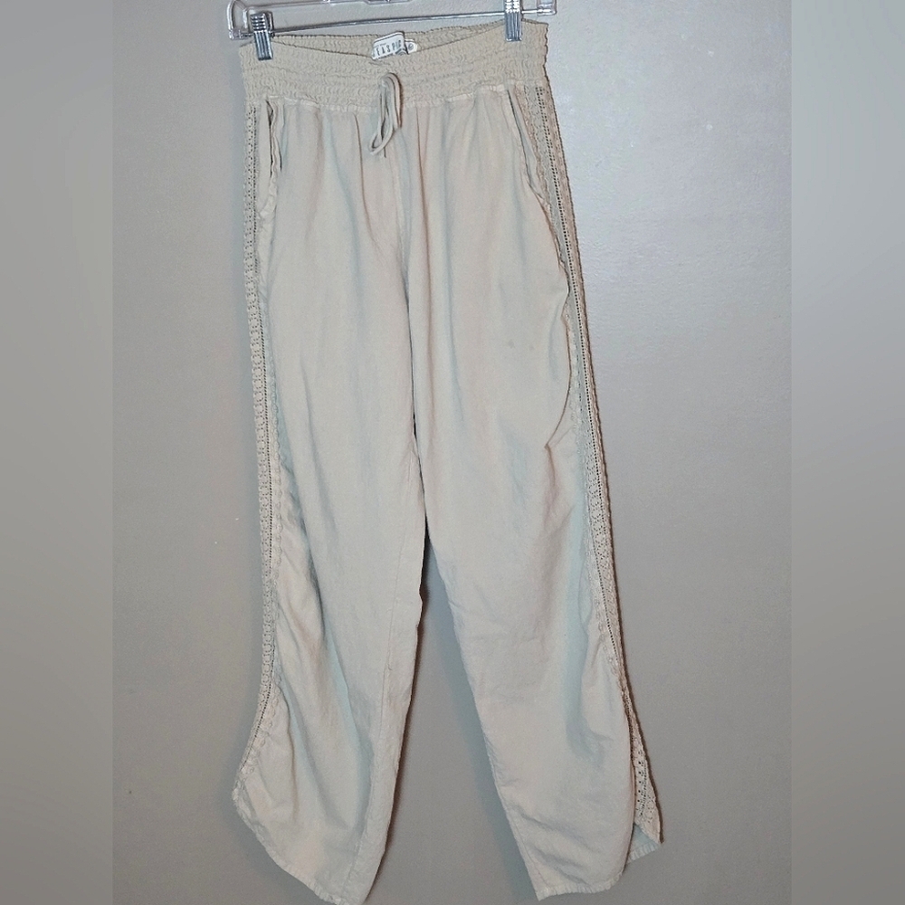 Women's‎ Seaspice 100% Peruvian Cotton Crochet Side Quiet Luxury Pants, Medium